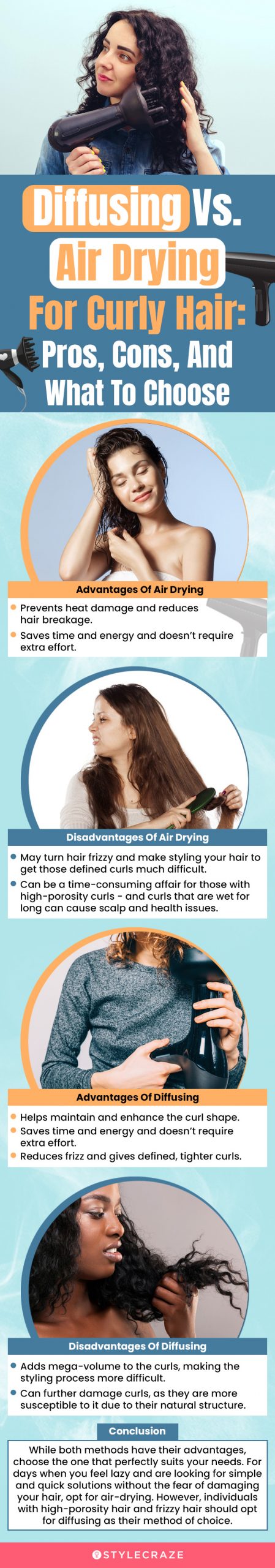 diffusing vs. air drying for curly hair pros, cons, and what to choose (infographic)