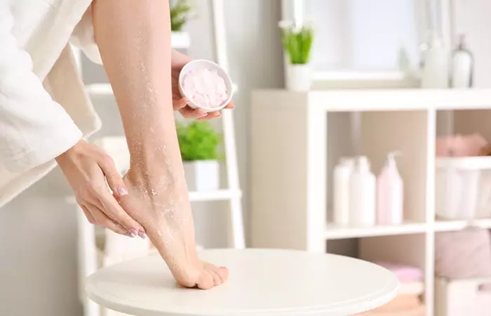 Exfoliate your feet for foot spa at home