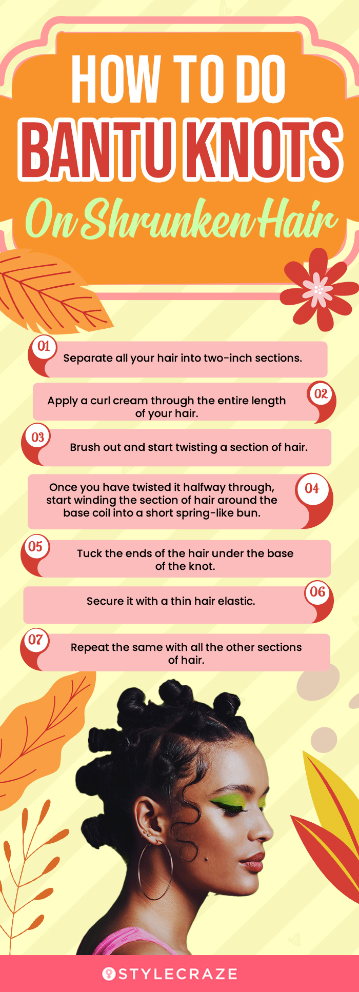 how to do bantu knots on shrunken hair (infographic)