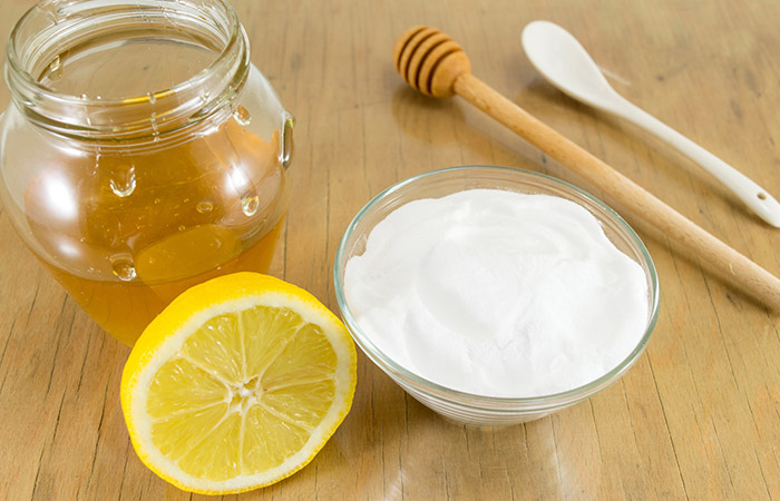 honey, lemons, and baking soda for face mask