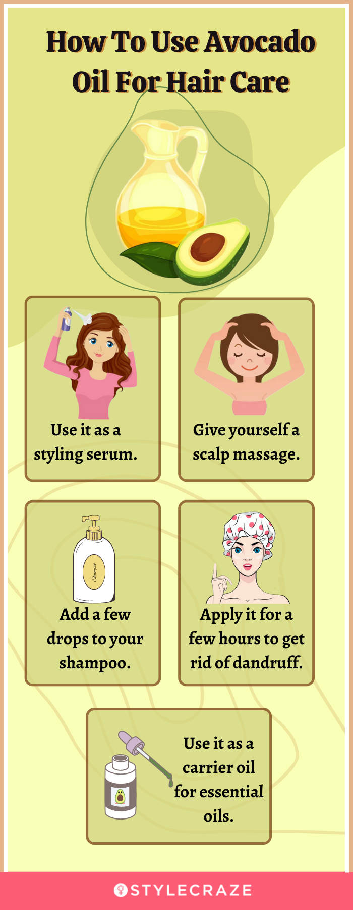 how to use avocado oil for hair care (infographic)