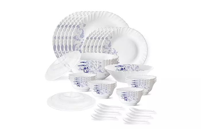 Larah by Borosil Blue Eve Silk Series Opalware Dinner set