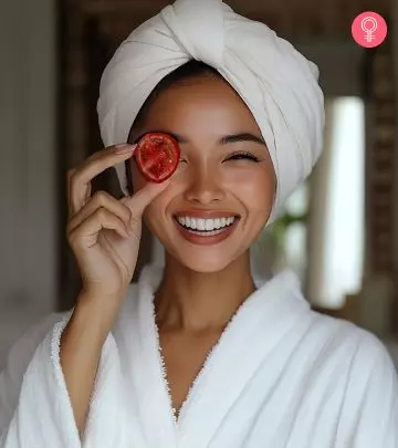 Woman Applying DIY Tomato Face Mask