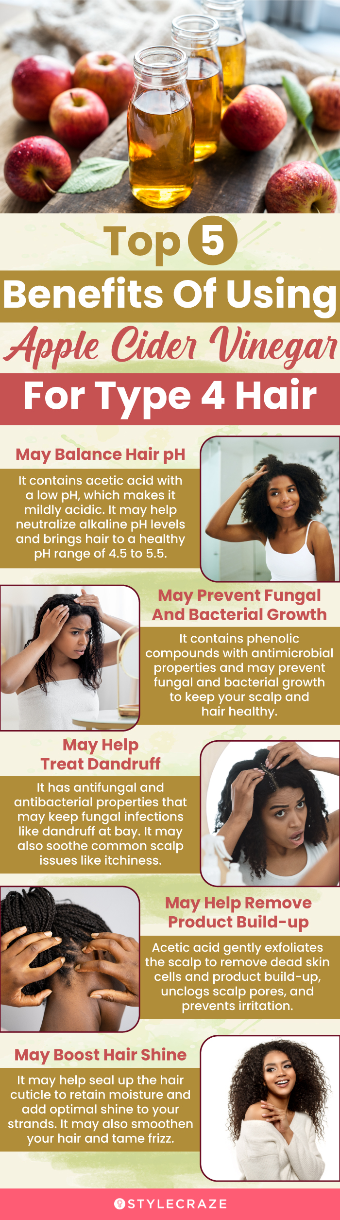 top 5 benefits of using apple cider vinegar for type 4 hair (infographic)