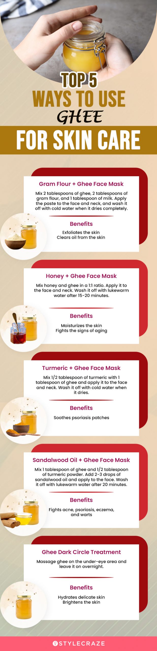 top 5 ways to use ghee for skin care (infographic)