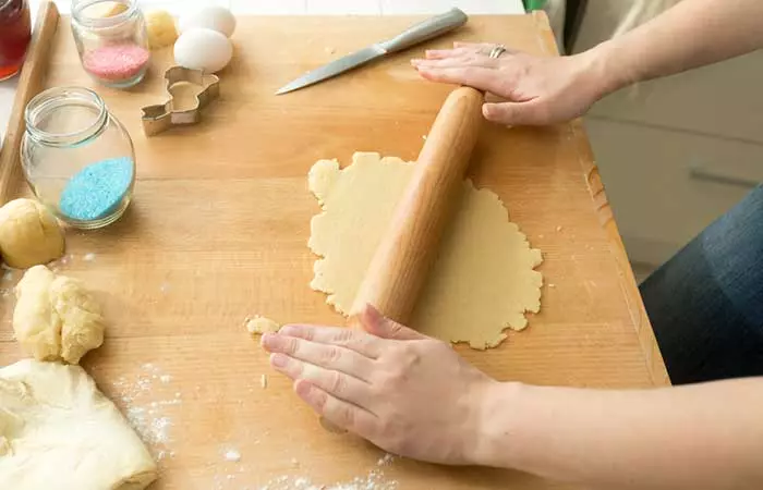Use A Rolling Pin To Flatten The Cookie Dough