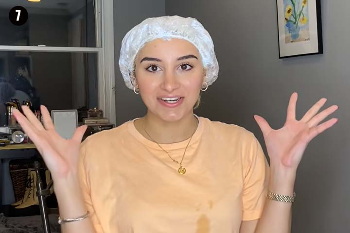 Step 7 of bleaching brown hair safely at home