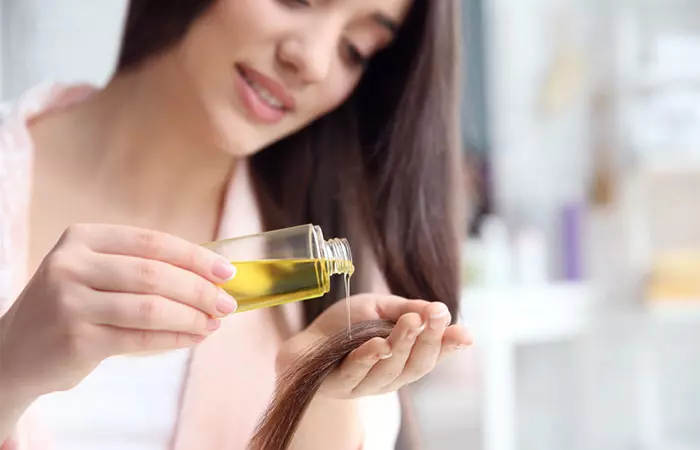 Using hair oil on dry hair 