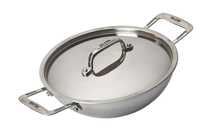 Alda Tri Ply Stainless Steel Kadai With Lid