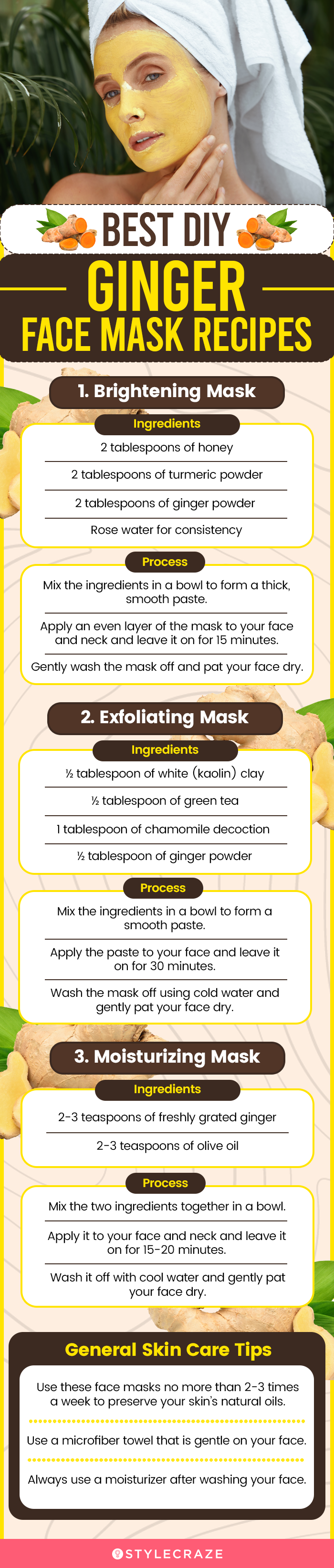 best diy ginger face mask recipes (infographic)