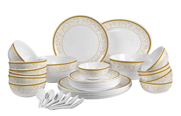 Cello Royal Amber Gold Opalware Dinner Set
