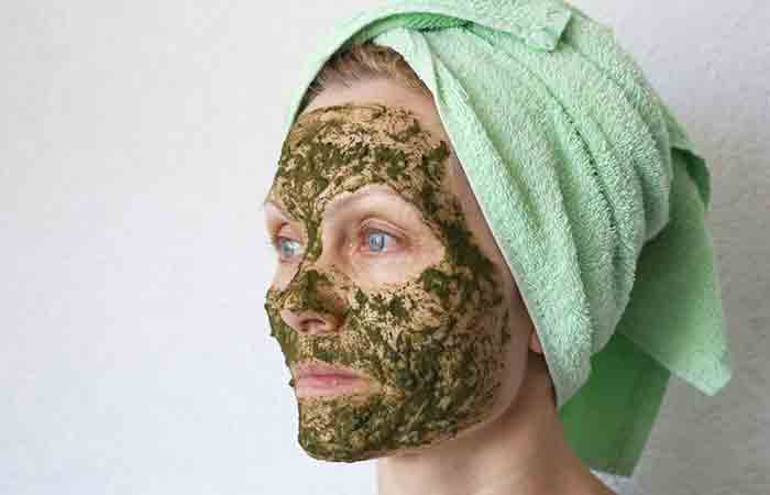 Woman with DIY moringa face pack