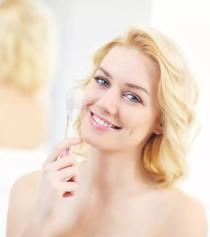 Woman using Brushing For Dry Face