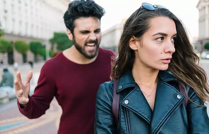 Man shouting at his girlfriend in public