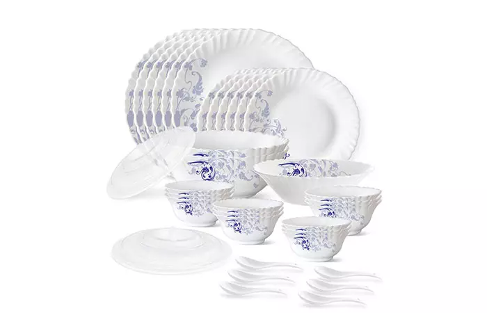 Larah by Borosil Blue Eve Silk Series Opalware Dinner set