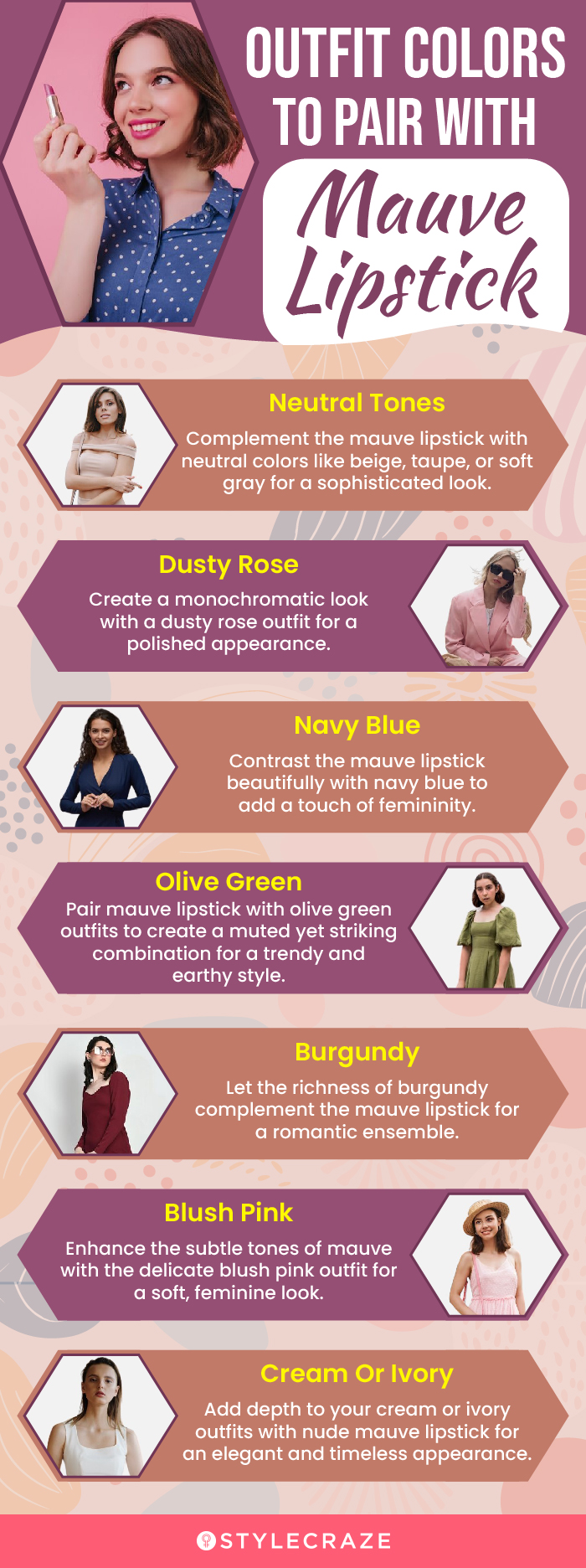 Outfit Colors To Pair With Mauve Lipstick (infographic)