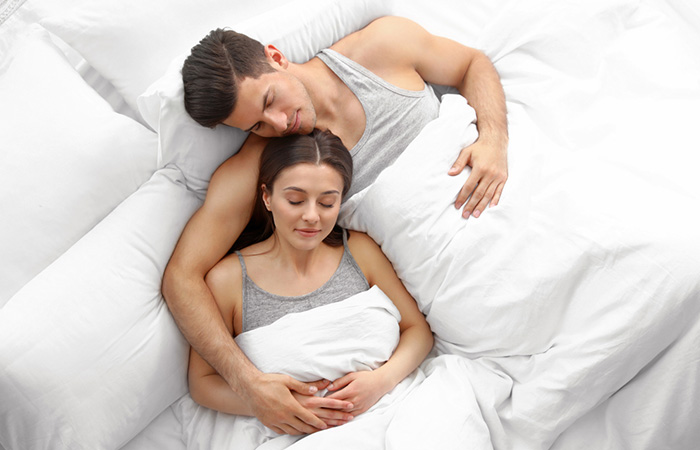 The underarm couple sleeping position
