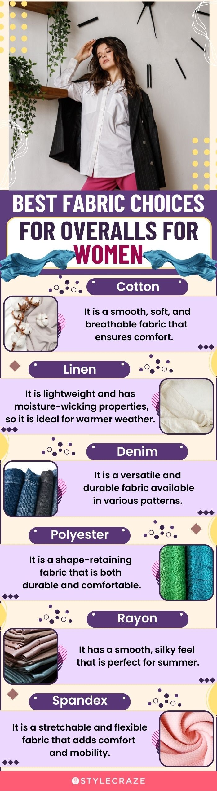 Best Fabric Choices For Overalls For Women (infographic)
