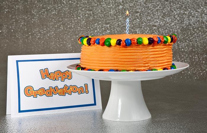 Caramel And Multi-colored Marzipan Graduation Cake
