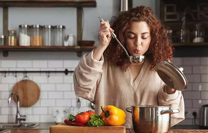 Woman cooking food