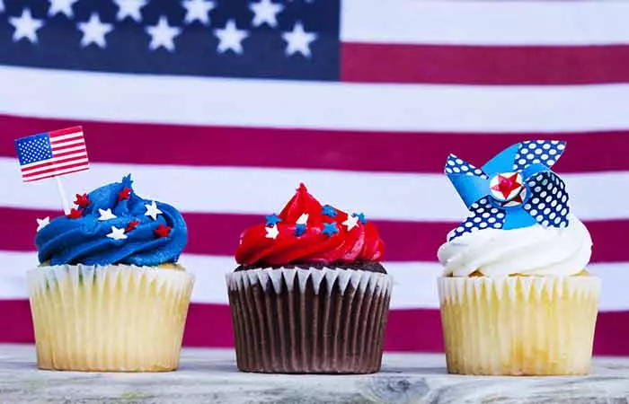 Cupcakes With Red, White, And Blue Icing