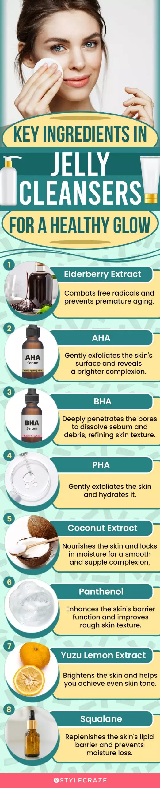 Key Ingredients In Jelly Cleansers For A Healthy Glow (infographic)