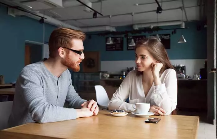 Man expressing his adoration for a woman.