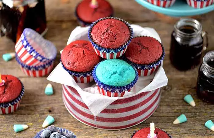 Red And Blue Velvet Cupcakes