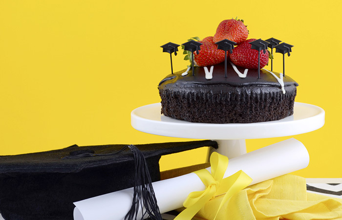 Strawberries And Chocolate Graduation Cake