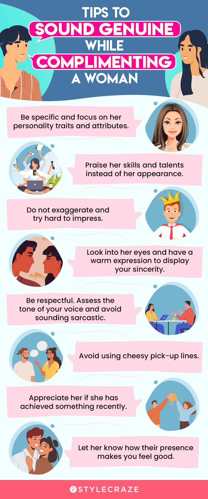 tips to sound genuine while complimenting a woman (infographic)