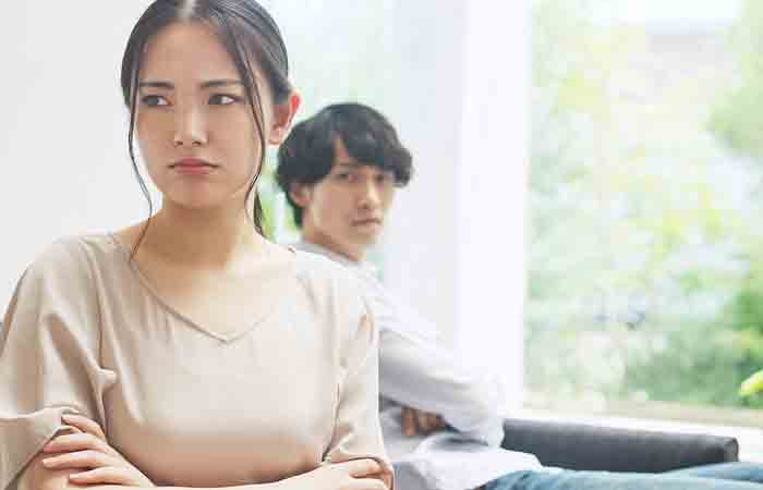Upset couple falling out of love and do not want to work it out