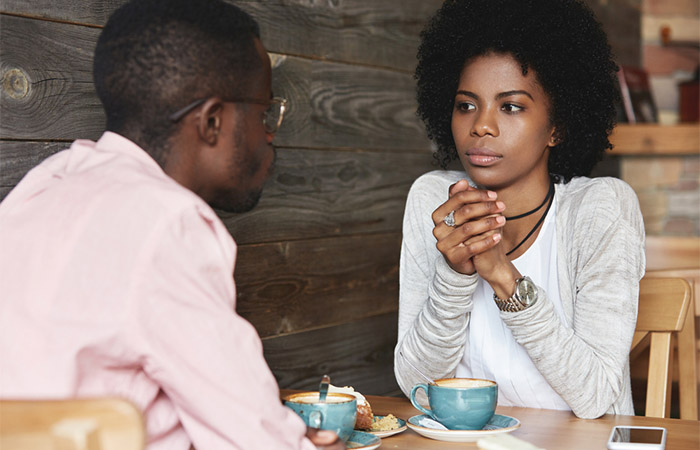 Couple having an open conversation as a sign of emotional connection