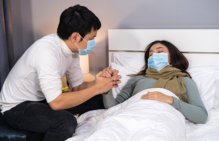 Husband taking care of his sick wife is a sign of emotional connection
