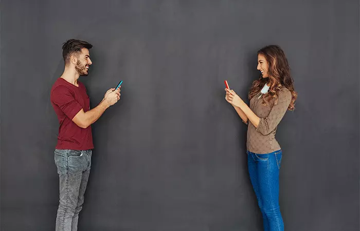 A happy couple engaged in a fun chatting banter