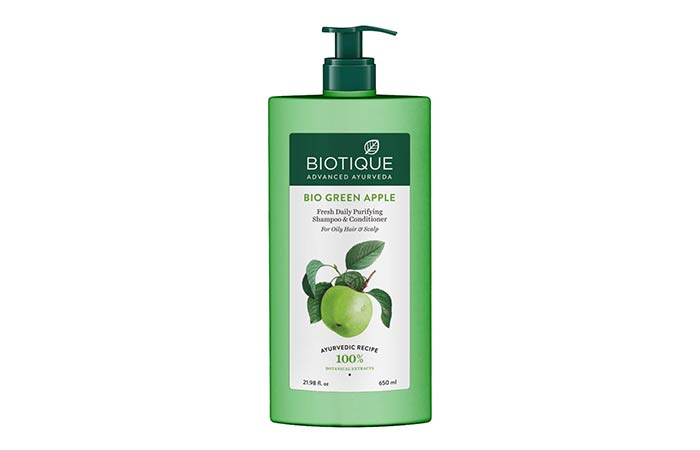 Best For Oily Scalp Biotique Bio Green Apple Fresh Daily Purifying Shampoo and Conditioner