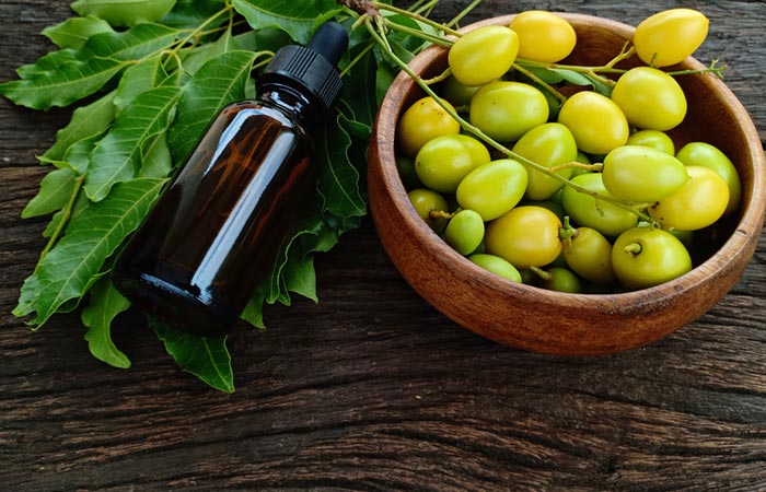 Neem oil and leaves