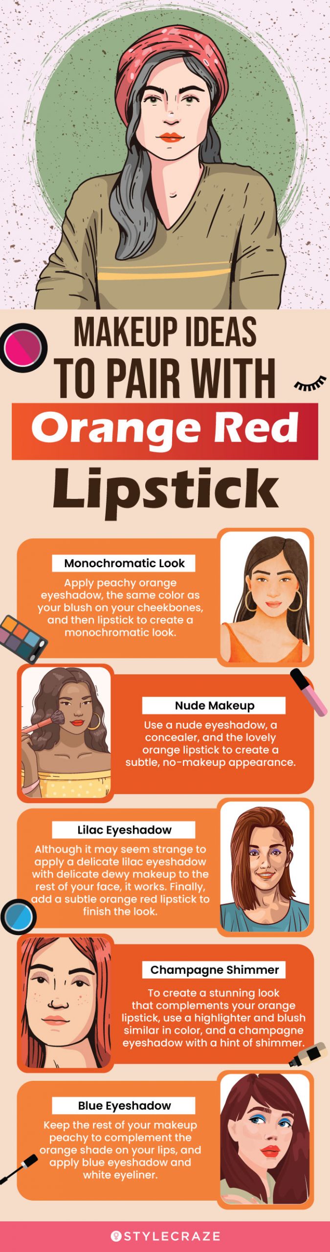 Makeup Ideas To Pair With Orange Lipstick (infographic)