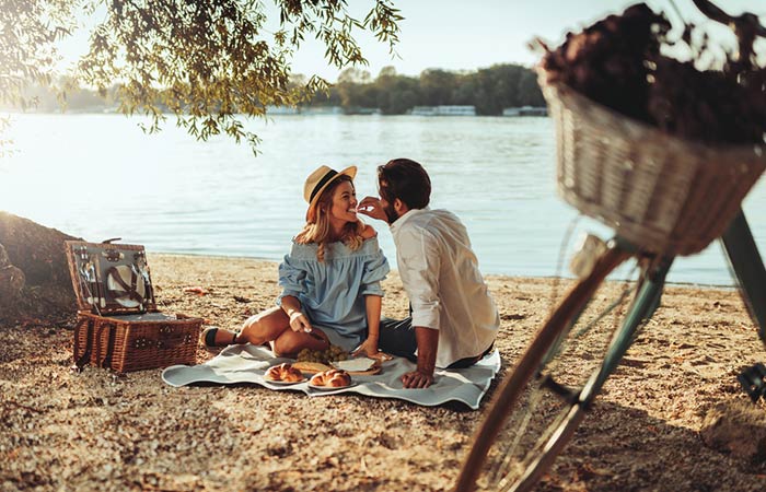 Couple enjoying a picnic together