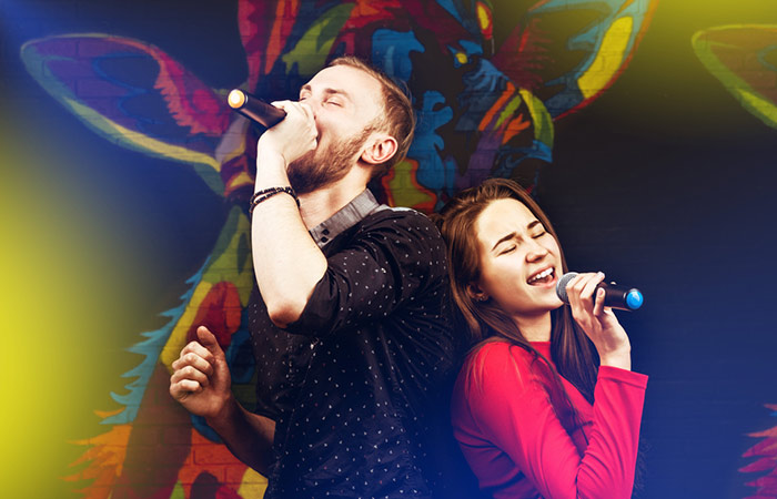 Couple singing together