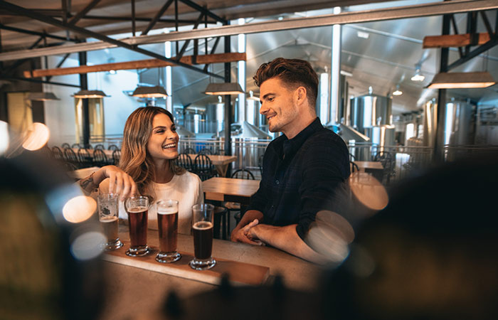 Couple at a brewery