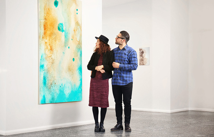 Couple at an art gallery