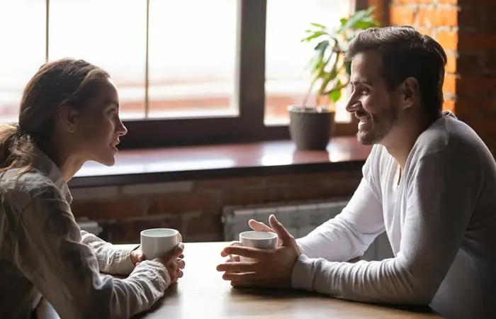 A couple on a date talking to each other