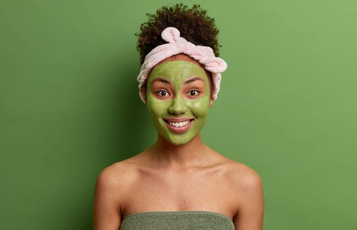 Woman with chlorophyll face mask