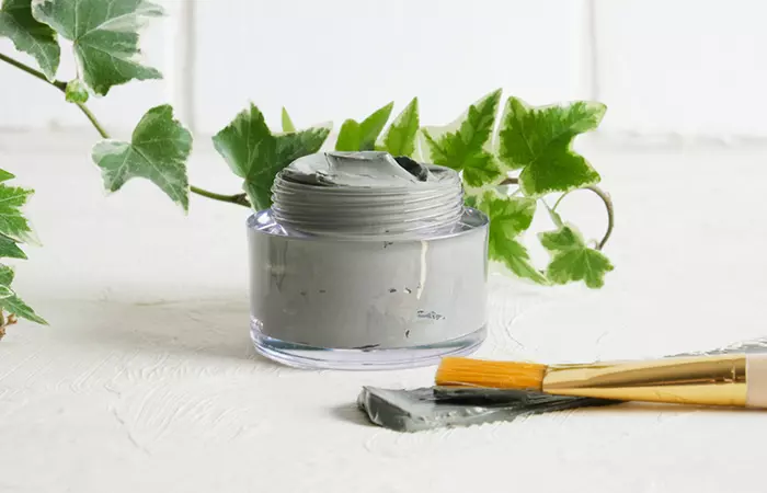 Volcanic ash face mask in a jar.