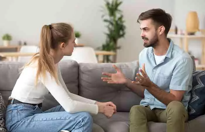 Couple discussing their feelings without holding grudges