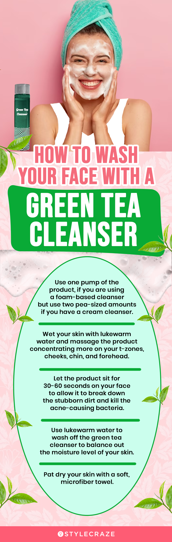 How To Wash Your Face With A Green Tea Cleanser (infographic)