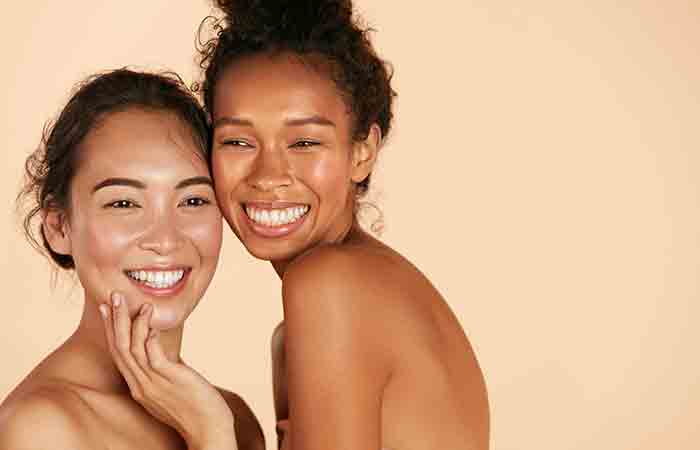 Two women with radiant and glowing skin