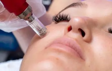 Woman getting a microneedling therapy done