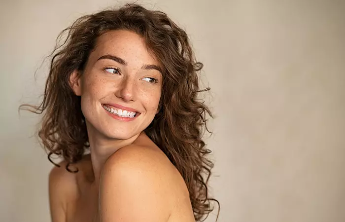 Woman with beautiful skin after using sea moss