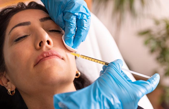 Woman getting a stem cell facelift done